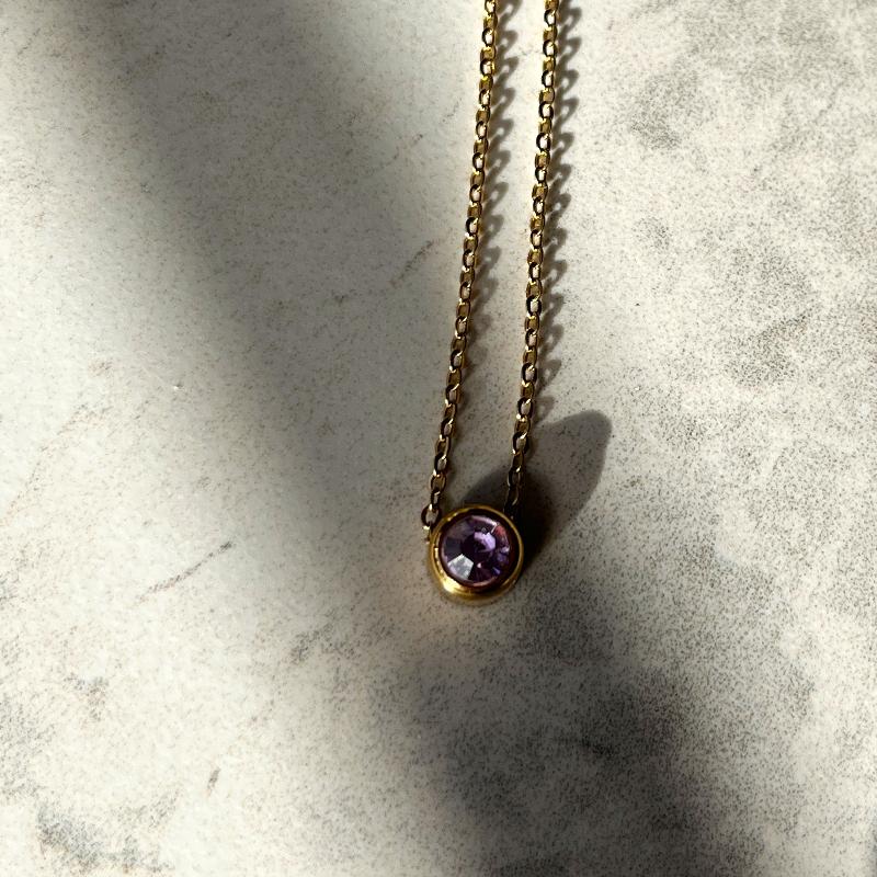 amethyst birthstone gold necklace