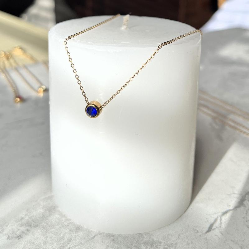 sapphire September birth stone necklace