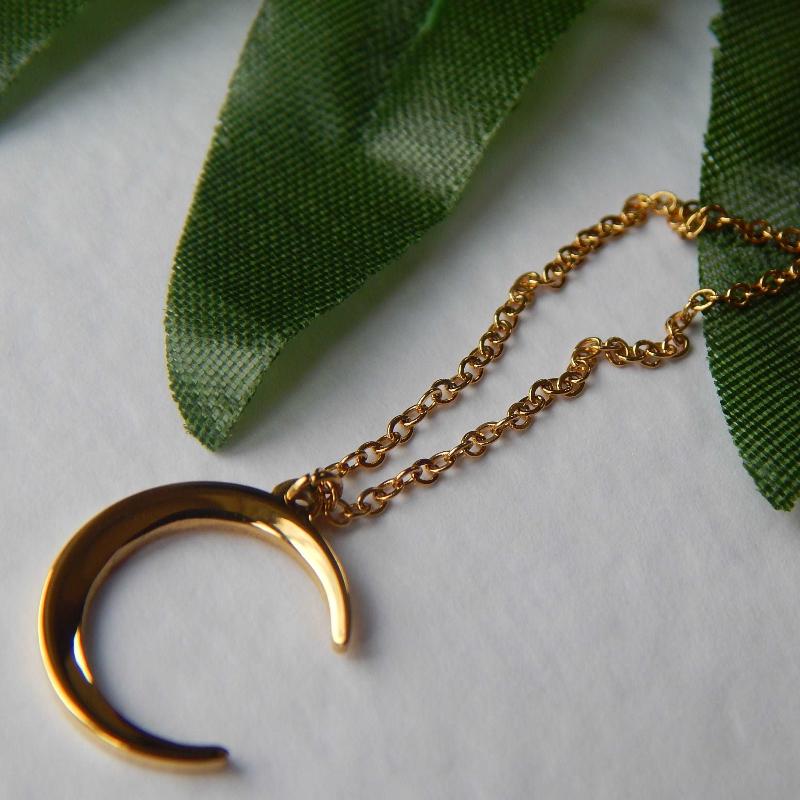 Waterproof Gold Crescent Necklace