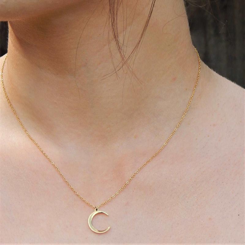 Waterproof Gold Crescent Necklace