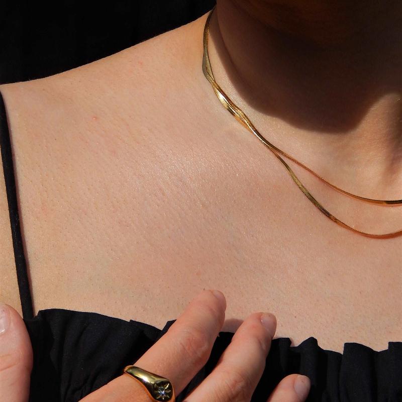 Layered Herringbone Gold Necklace