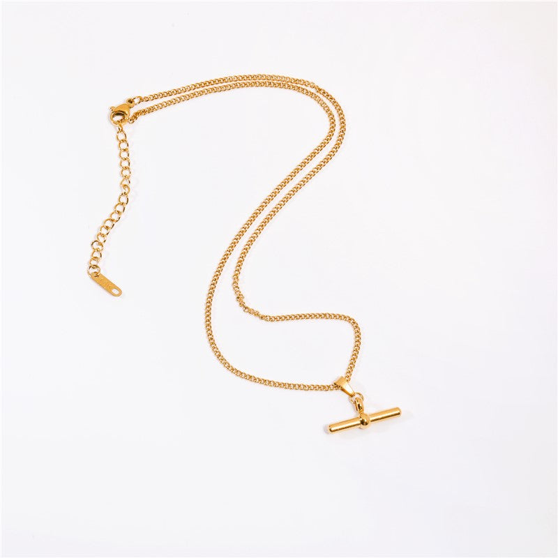 gold t-bar necklace