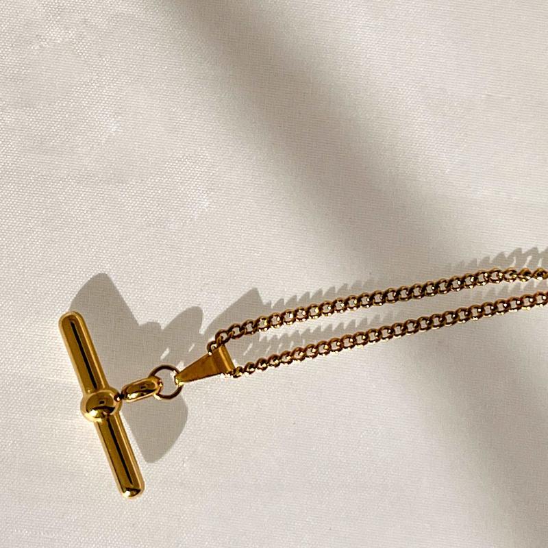 Gold T-Bar Necklace